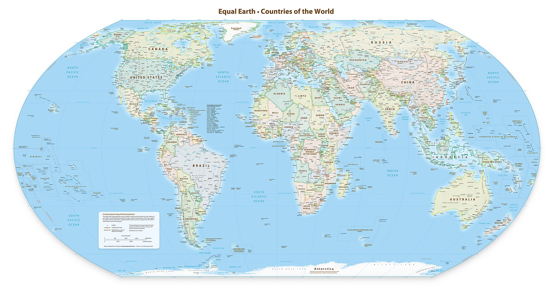 Equal Earth Political Map — Africa & Europe